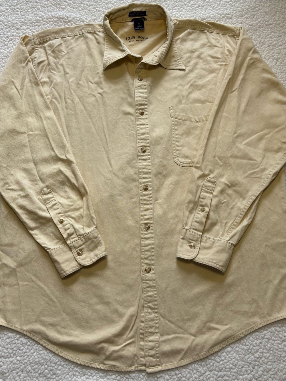 Club Room Light Yellow Button Down Casual Shirt Long Sleeves Streetwear Academia